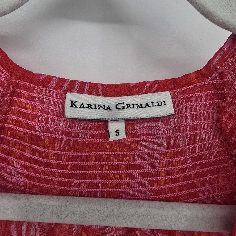 Karina Grimaldi Blouse Silk Chiffon Pink Orange Boho Long Sleeve small - Picture 4 of 9